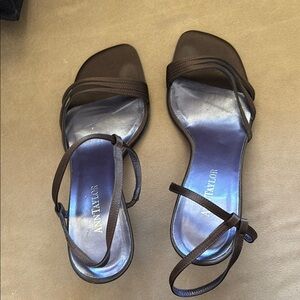 Ann Taylor Brown Leather Sandals with Strappy Design